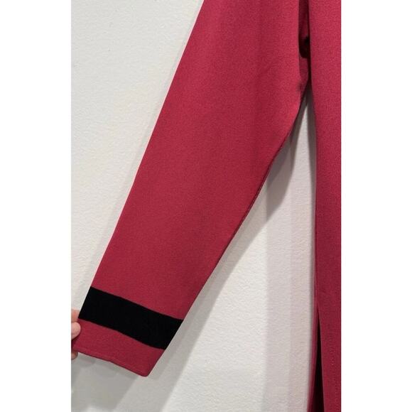 Exclusively Misook Open Front Pink Fuchsia Cardigan Women's Size Small Black - Picture 5 of 6